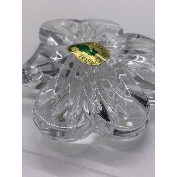 Waterford Crystal Lucky Shamrock Clear Collectible Hand Cooler Paperweight - Picture 6 of 10